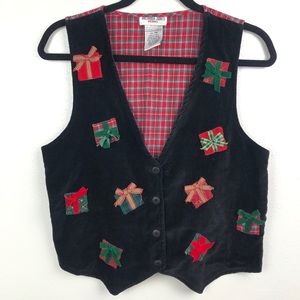 2/$30 Christmas present velvet plaid vest PM